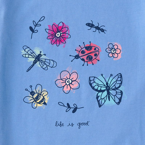 Kids Crusher Tee Watercolour Doodle (insects and flowers)