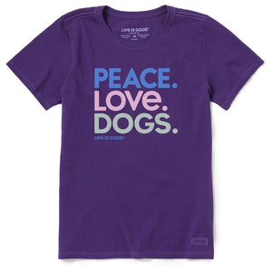 Women's Crusher Tee-Peace. Love. Dogs. (Violet)