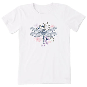 Women's Crusher Tee-Floral Backdrop Dragonfly