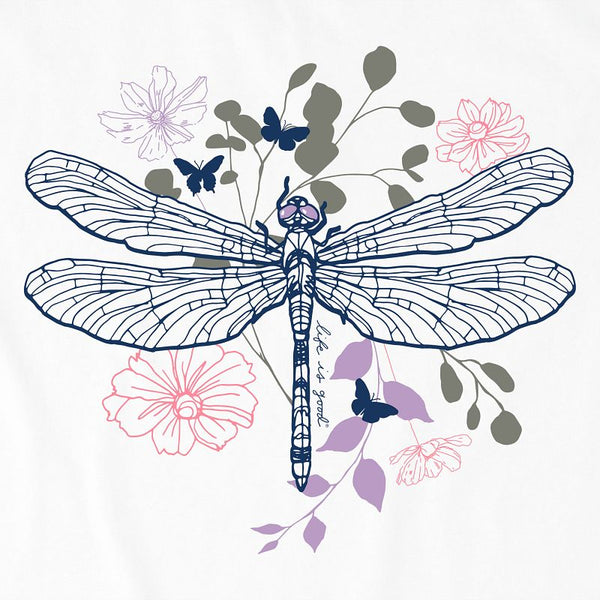 Women's Crusher Tee-Floral Backdrop Dragonfly