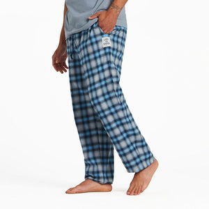 Men's Sleep Pants-Stone Blue Plaid