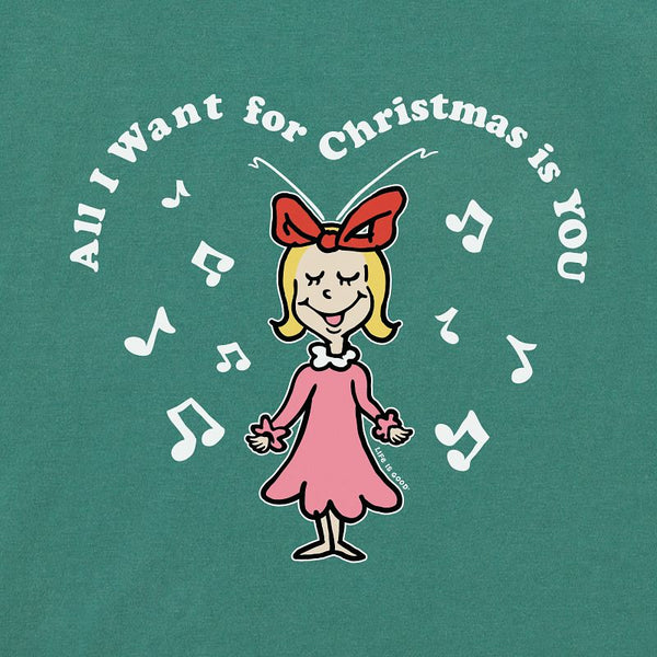 Kids Short Sleeve Tee-Grinch All I Want (Cindy Lou Who)