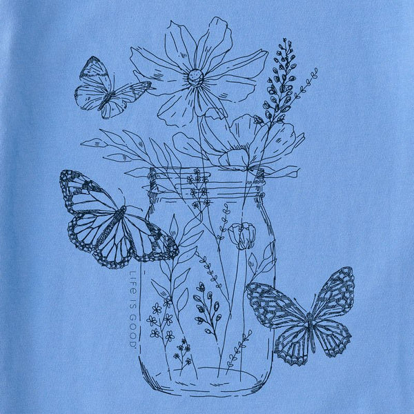 Women's Long Sleeve Crusher Tee - Wildflower Butterflies