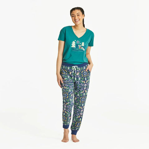 Women's Snuggle Up Sleep Jogger - Nordic Fox Pattern