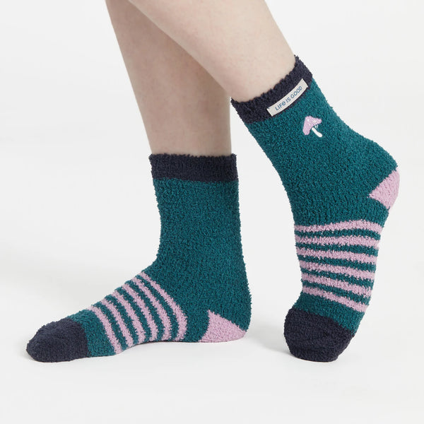 Adult Unisex Snuggle Sock - Spruce Green Mushroom - Life is Good Westport, Canada