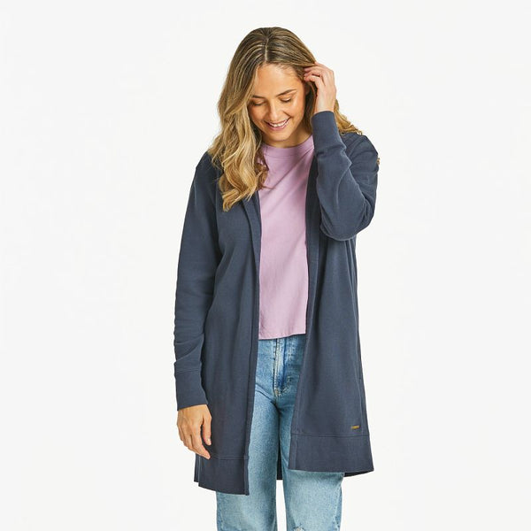 Women's French Terry Beyond Hip Hoodie-Inkwell Blue