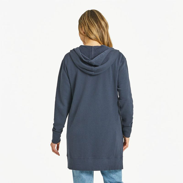 Women's French Terry Beyond Hip Hoodie-Inkwell Blue