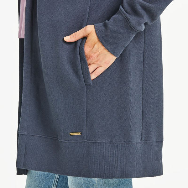 Women's French Terry Beyond Hip Hoodie-Inkwell Blue