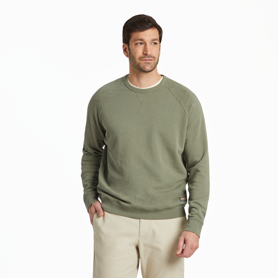 Men's French Terry Crew-Moss Green