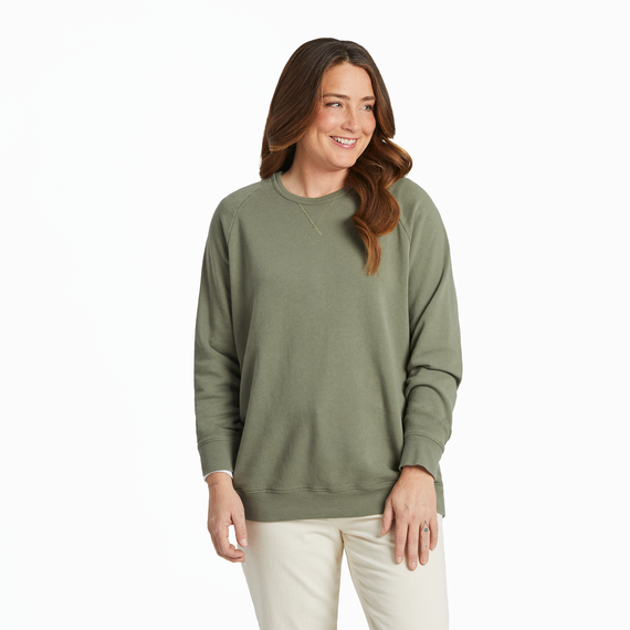 Men's French Terry Crew-Moss Green