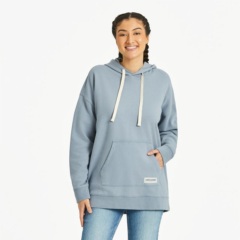 Women's Simply True Oversized Hoodie- Solid Stone Blue