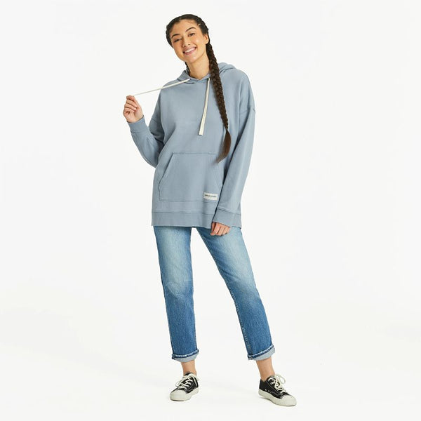 Women's Simply True Oversized Hoodie- Solid Stone Blue