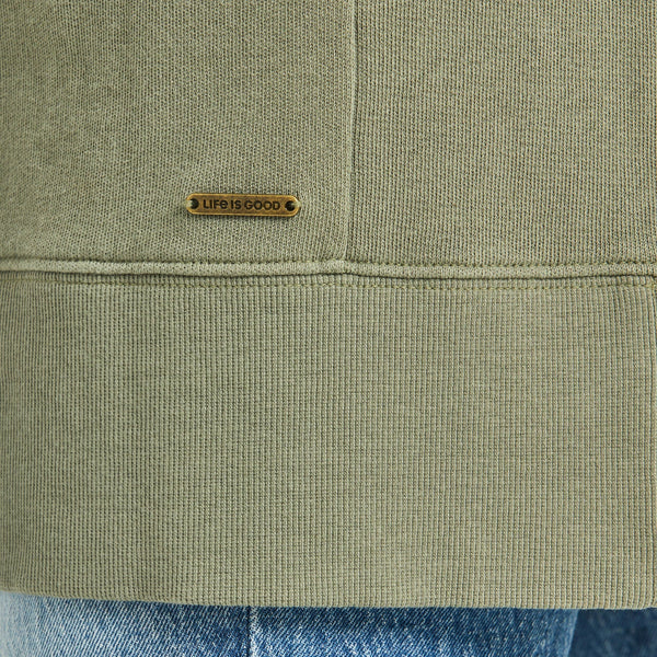 Women's French Terry Beyond Hip Hoodie - Solid Moss Green - Life is Good Westport, Canada