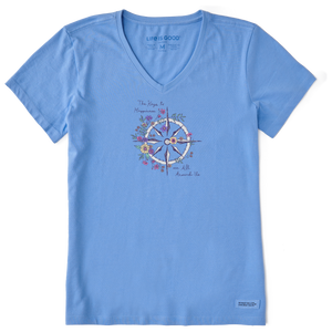 Women's Crusher Vee - Keys Happiness Wildflower