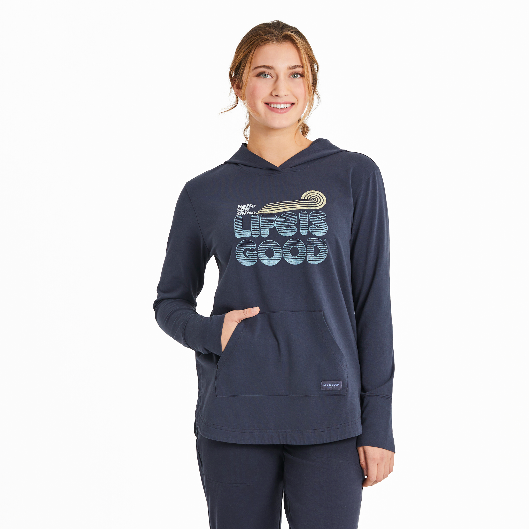 Women's Crusher-Flex Hoodie -Groovy Hello Sun Inkwell Blue