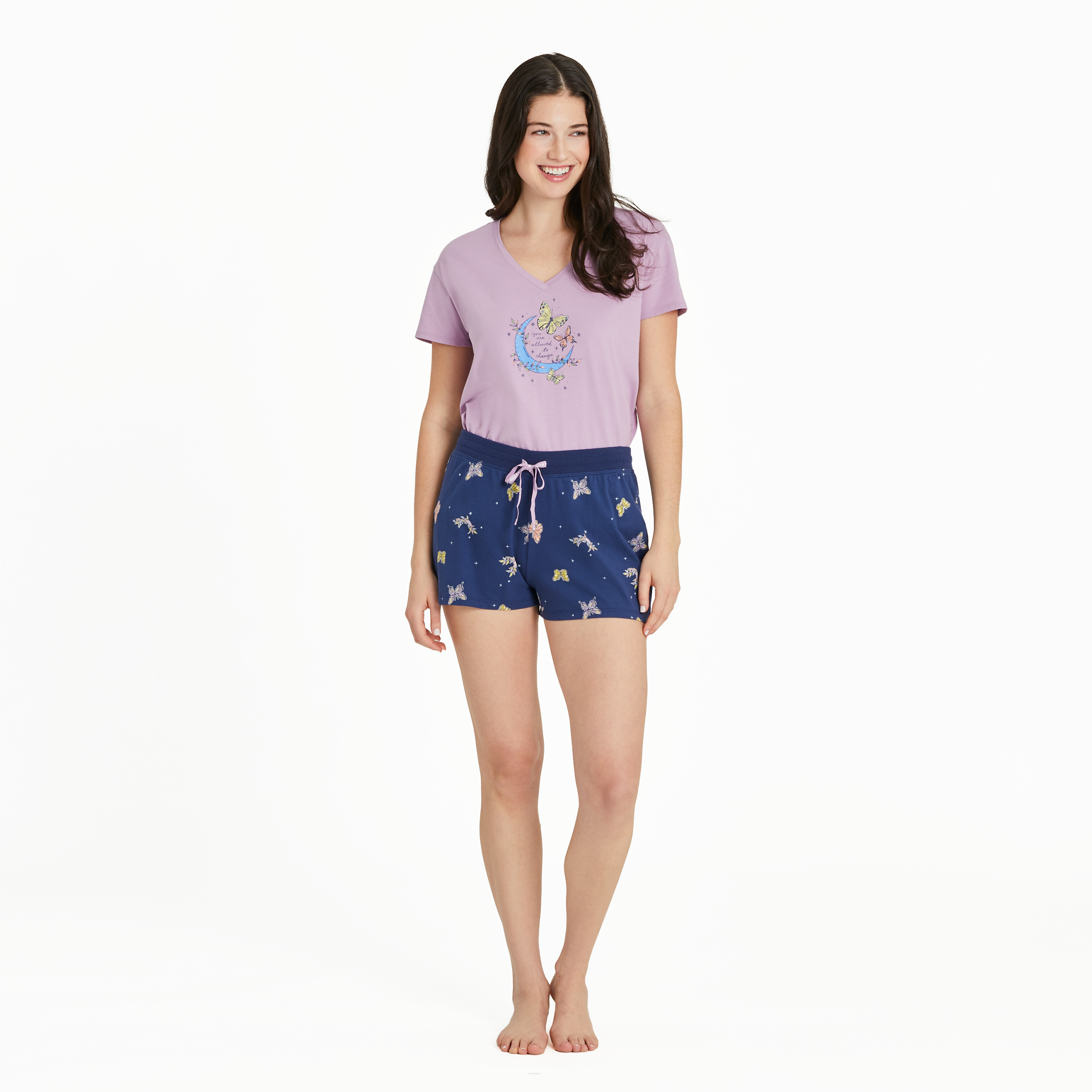 Women's Plaid Sleep Boxer-  Celestial Butterfly