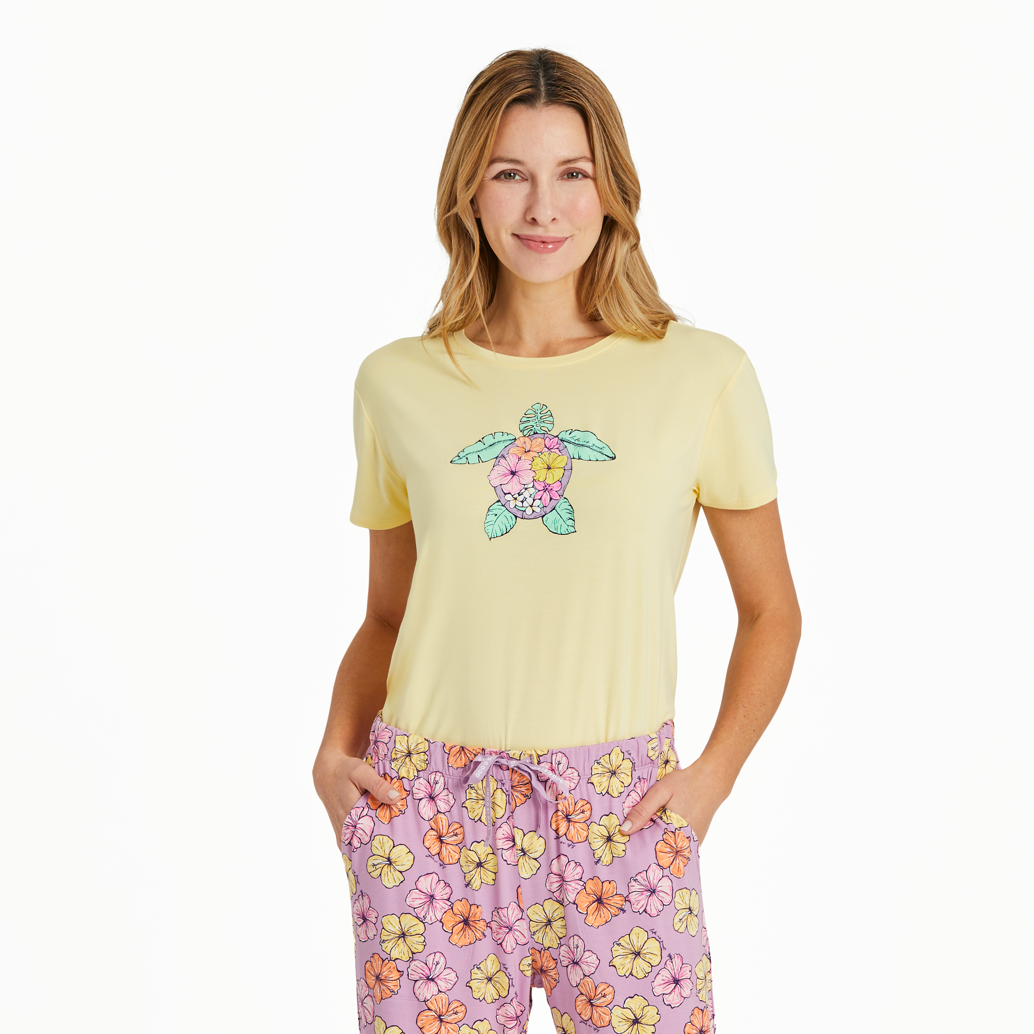 Women's Lightweight Sleep Tee -  Painted Hibiscus
