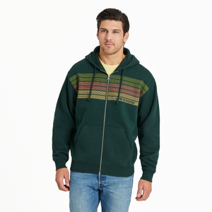 Men's Good Vibes Fleece Zip Hoodie- Three Stripes