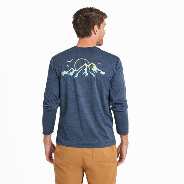 Men's Long Sleeve Sun Crusher Tee - Retro Mountain Range