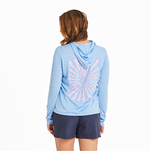 Women's Long Sleeve Hooded Sun Crusher - Radiating Sun