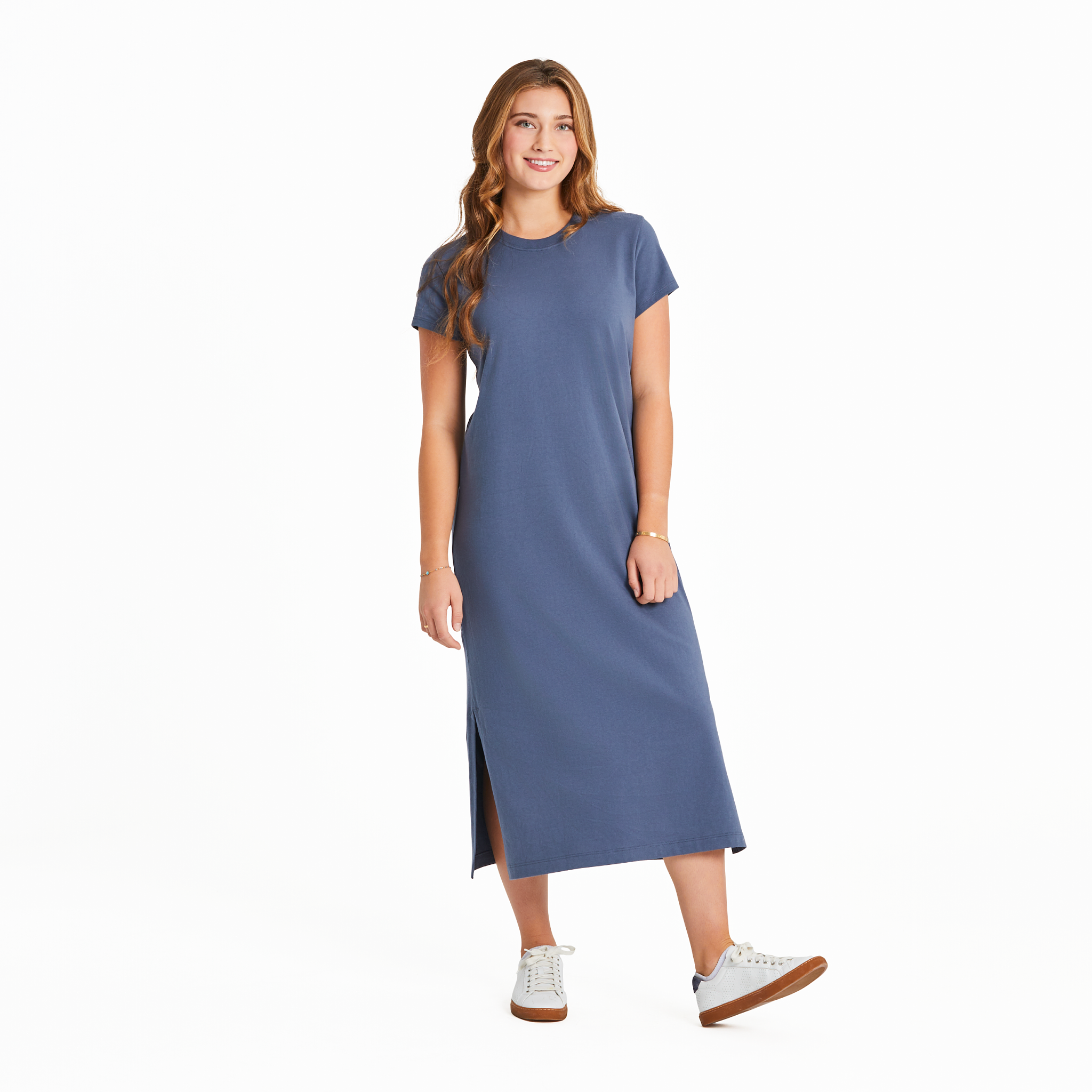 Women's Short Sleeve Crusher Dress - True Blue