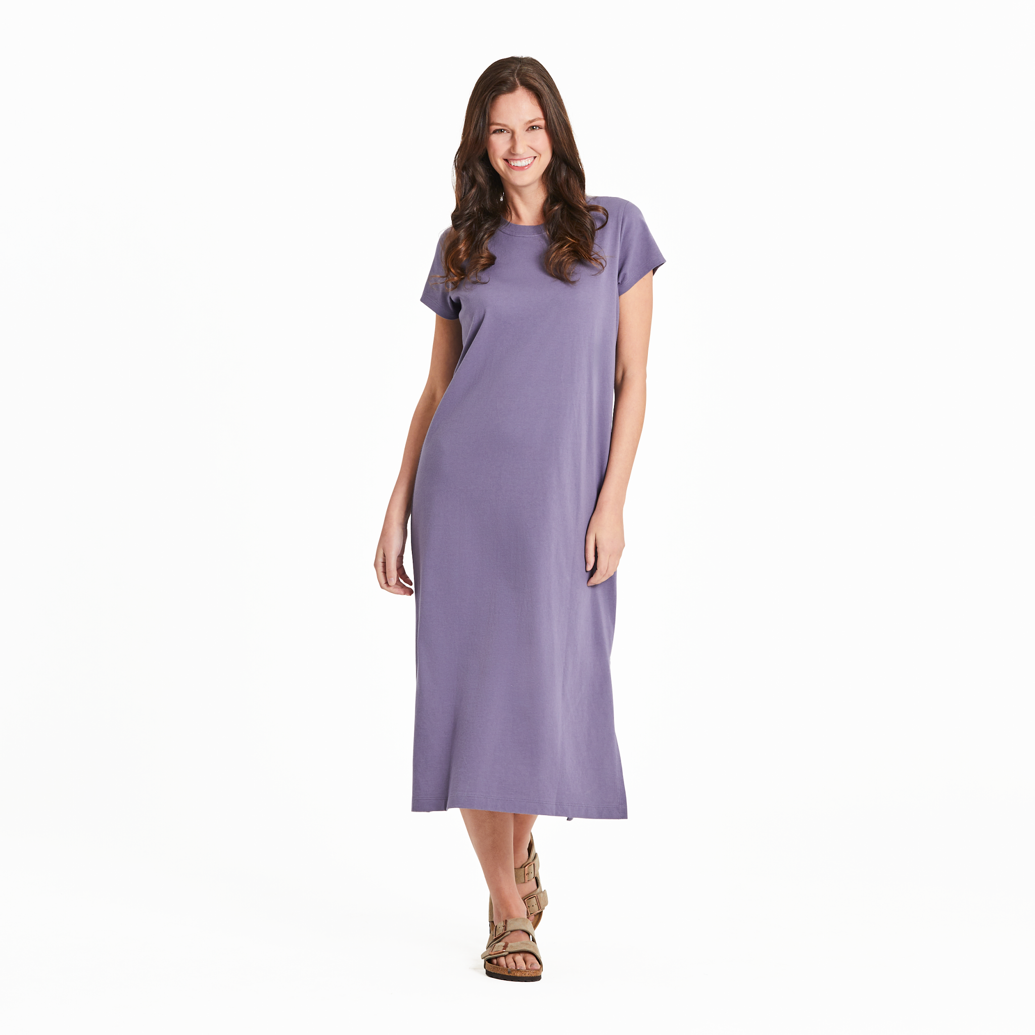 Women's Short Sleeve Crusher Dress - Dusk Purple