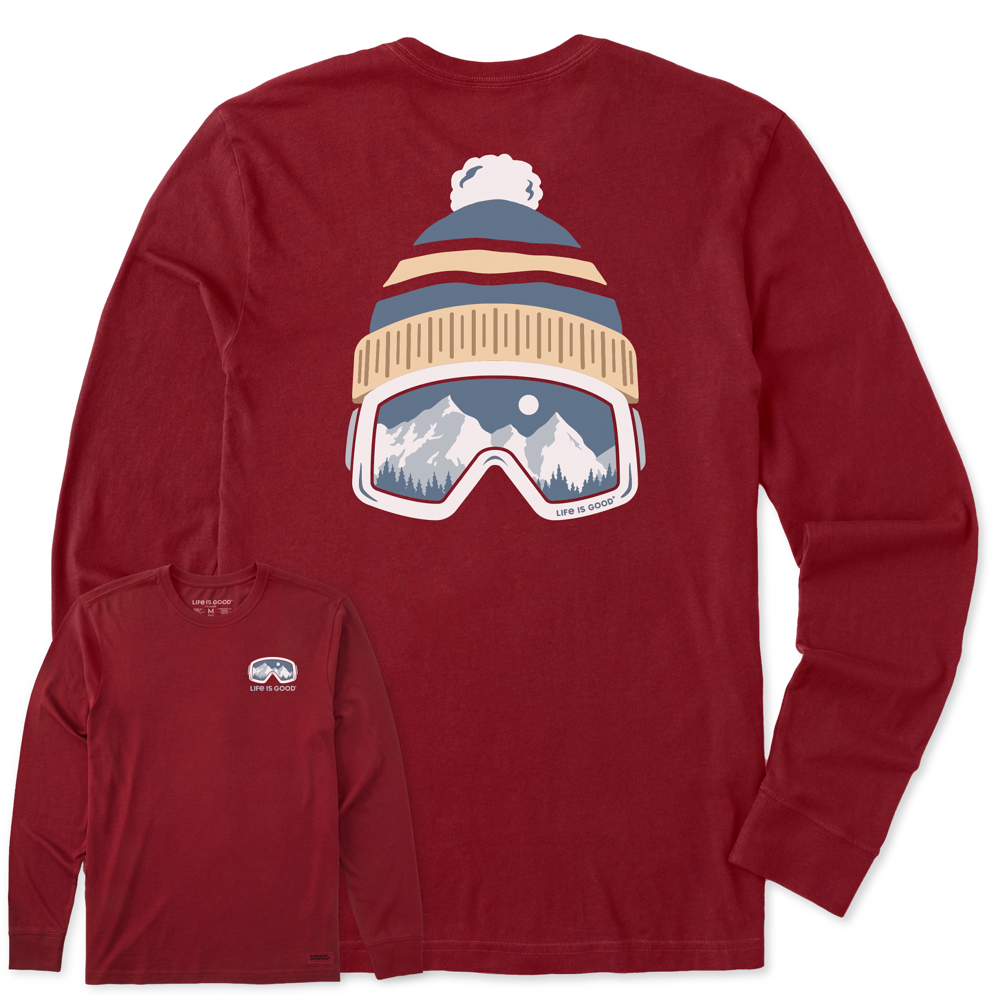 Men's Long Sleeve Crusher Tee - Ski Goggles Hat