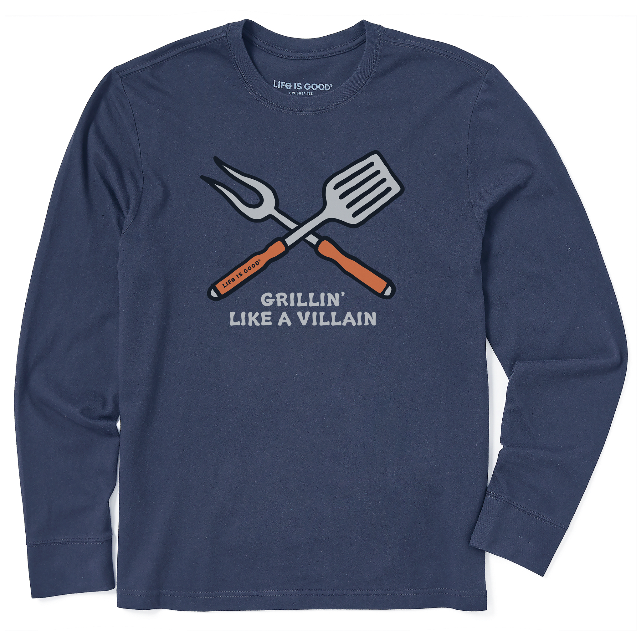 Men's Long Sleeve Crusher Tee - Grillin like a Villan