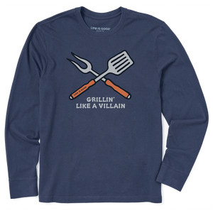 Men's Long Sleeve Crusher Tee - Grillin like a Villan