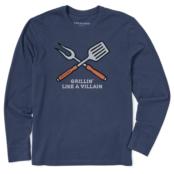 Men's Long Sleeve Crusher Tee - Grillin like a Villan