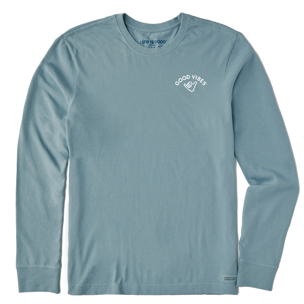 Men's Long Sleeve Crusher Tee - Good Vibes Shaka