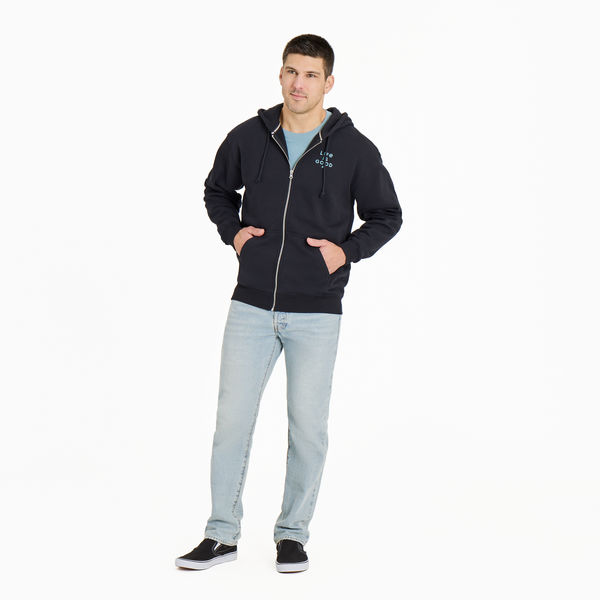 Men's Good Vibes Fleece Zip Hoodie - Crafty LIG Stack (True Black) - Life is Good Westport, Canada
