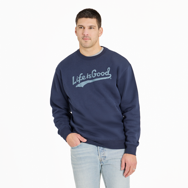 Men's Good Vibes Fleece Crew - Tonal LIG Ballyard (Inkwell Blue) - Life is Good Westport, Canada