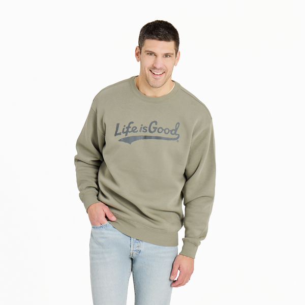 Men's Good Vibes Fleeece Crew - Tonal LIG Ballyard (Moss Green) - Life is Good Westport, Canada