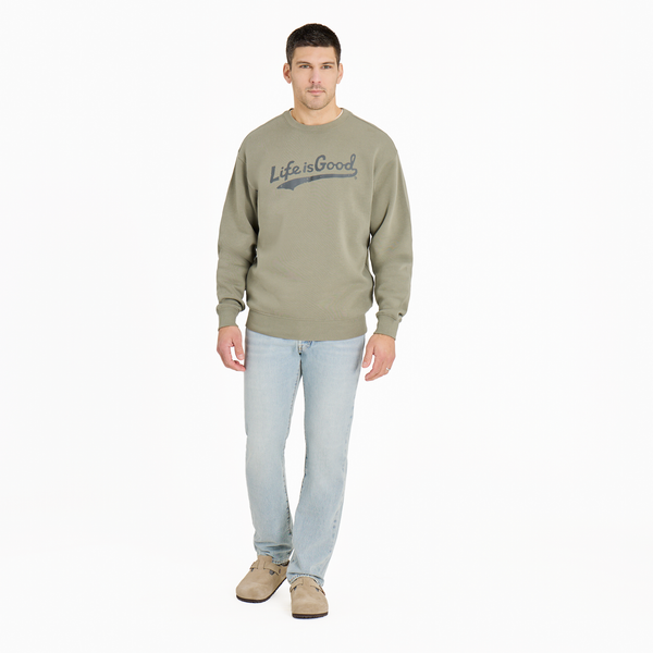 Men's Good Vibes Fleeece Crew - Tonal LIG Ballyard (Moss Green) - Life is Good Westport, Canada
