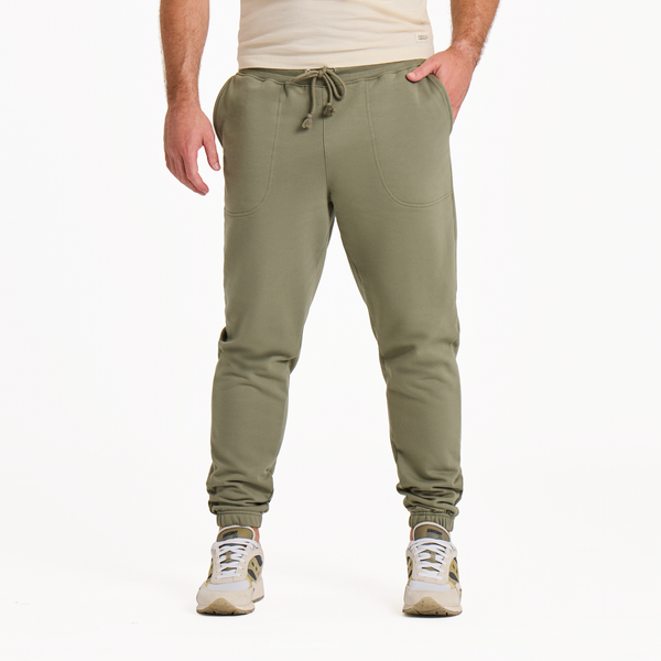 Men's Good Vibes Fleece Jogger - Solid (Moss Green) - Life is Good Westport, Canada