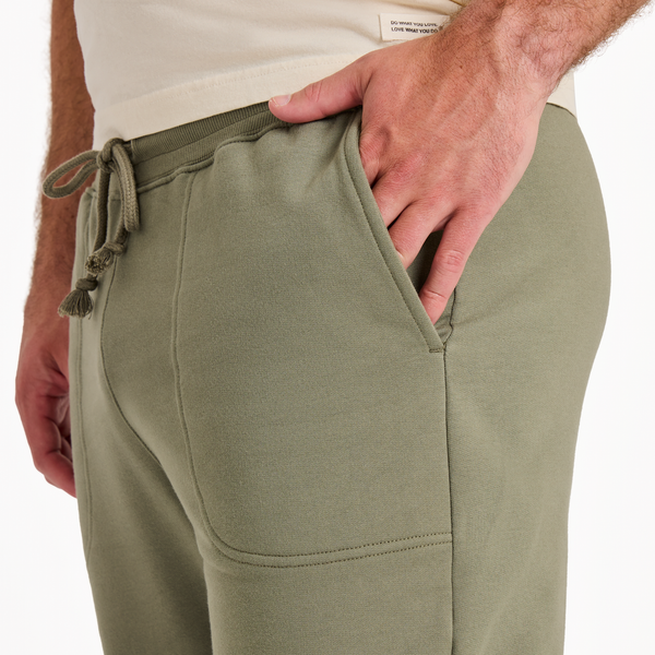 Men's Good Vibes Fleece Jogger - Solid (Moss Green) - Life is Good Westport, Canada