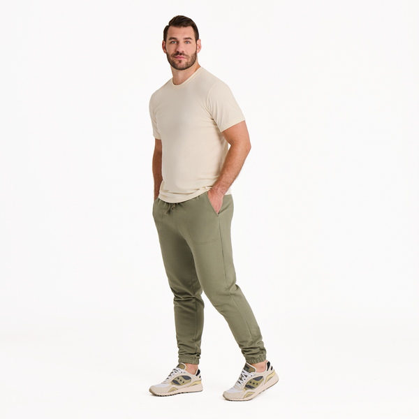 Men's Good Vibes Fleece Jogger - Solid (Moss Green) - Life is Good Westport, Canada
