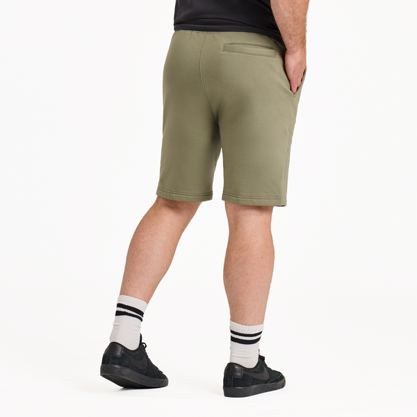 Men's Good Vibes Fleece Short - Solid (Moss Green) - Life is Good Westport, Canada