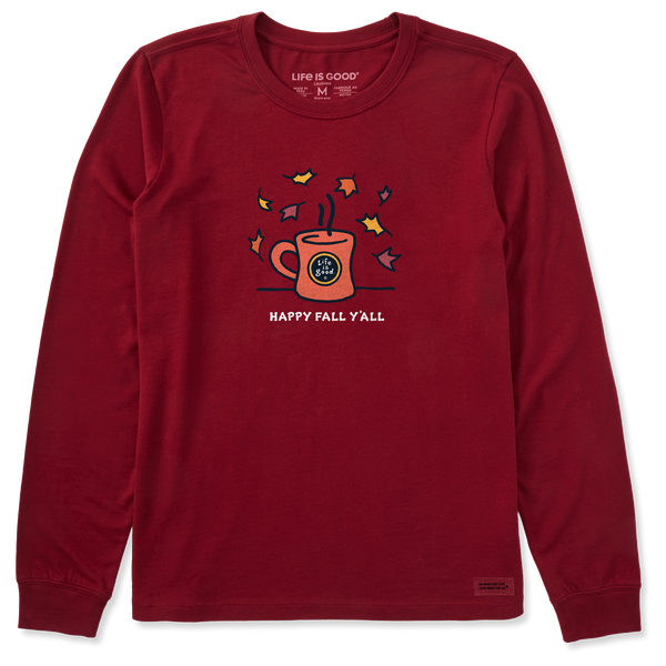 Women's Long Sleeve Crusher Tee - Happy Fall Y'all