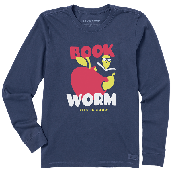 Women's Long Sleeve Crusher Tee - Book Worm - Life is Good Westport, Canada
