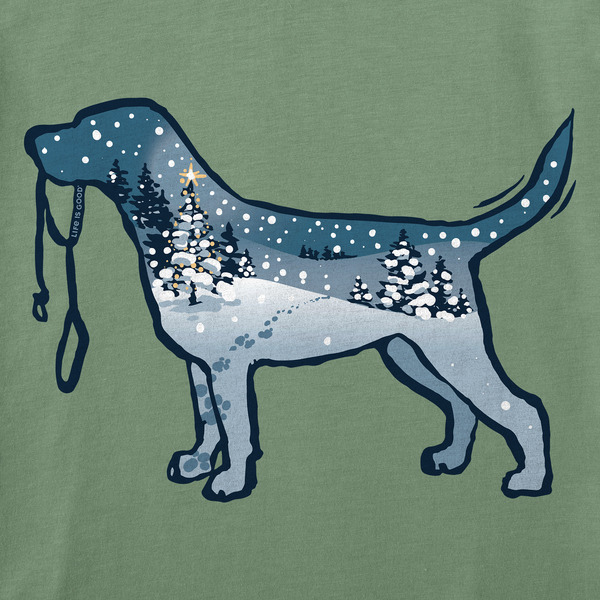 Women's Long Sleeve Crusher Vee - Snowscape Dog - Life is Good Westport, Canada