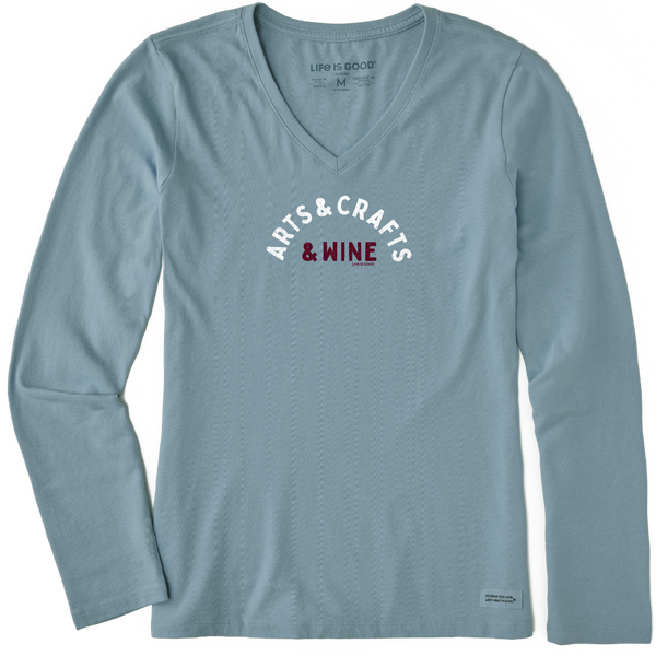 Women's Long Sleeve Crusher Vee - Arts & Crafts & Wine