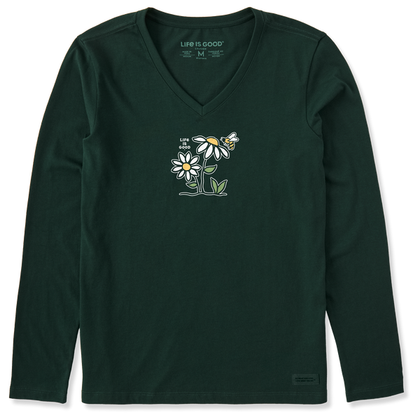 Women's Long Sleeve Crusher Vee - Bee Daisy