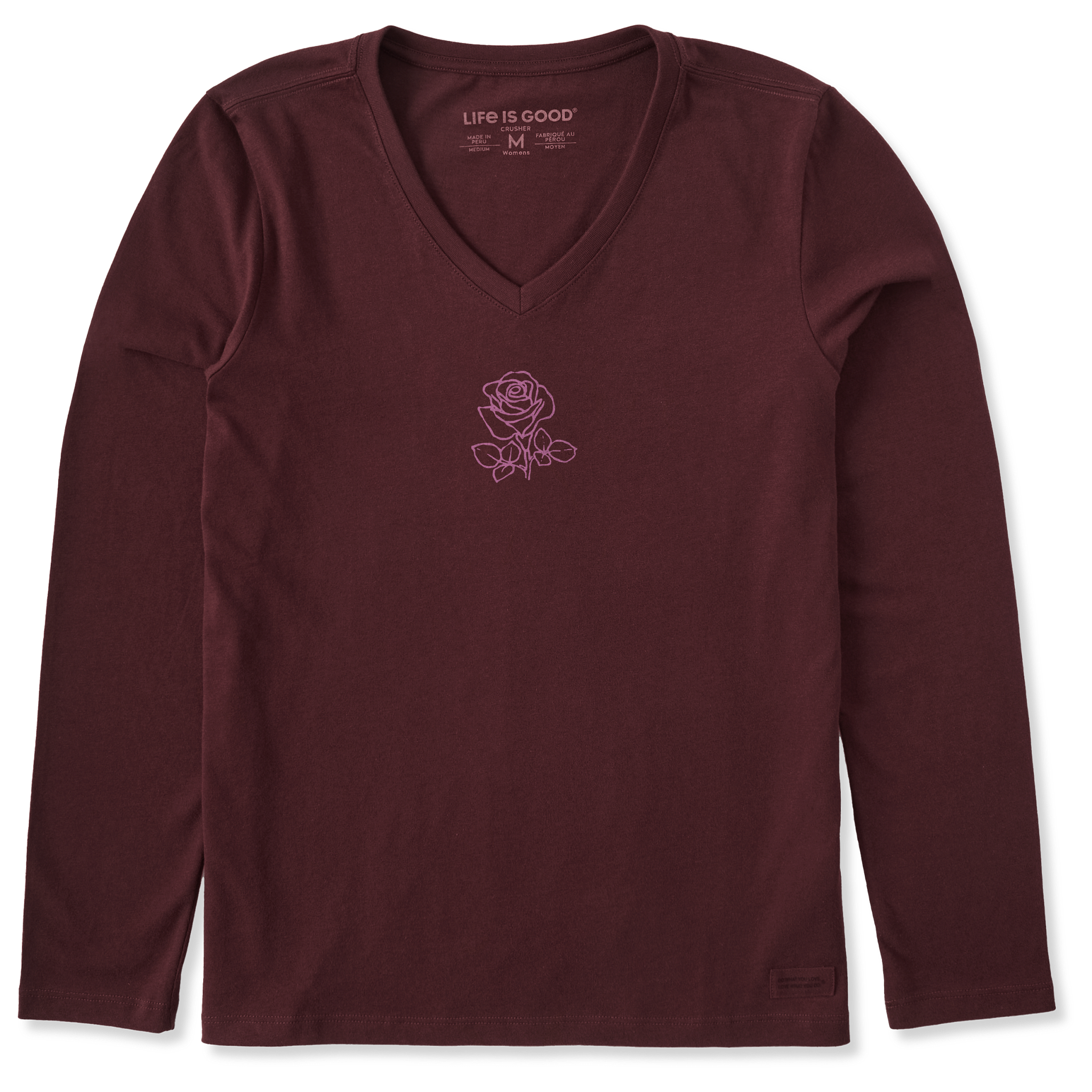 Women's Long Sleeve Crusher Vee - Crafty Rose