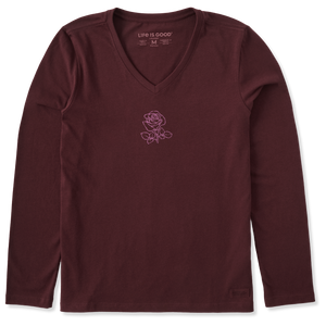 Women's Long Sleeve Crusher Vee - Crafty Rose