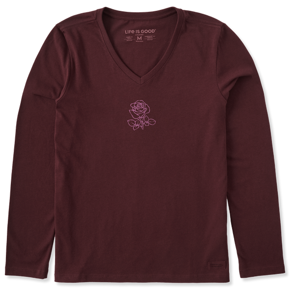 Women's Long Sleeve Crusher Vee - Crafty Rose
