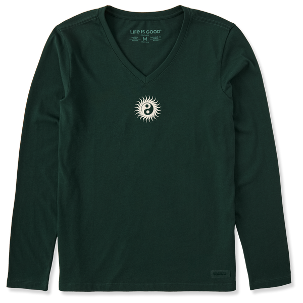 Women's Long Sleeve Crusher Vee - Mini Namaste Sun - Life is Good Westport, Canada