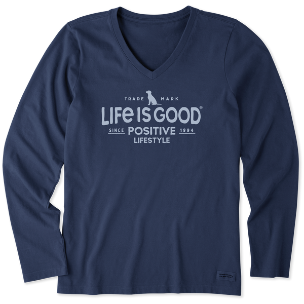 Women's Long Sleeve Crusher Vee - Positive Lifestyle - Life is Good Westport, Canada
