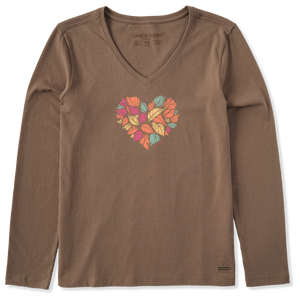 Women's Long Sleeve Crusher-LITE Vee - Leaf Heart